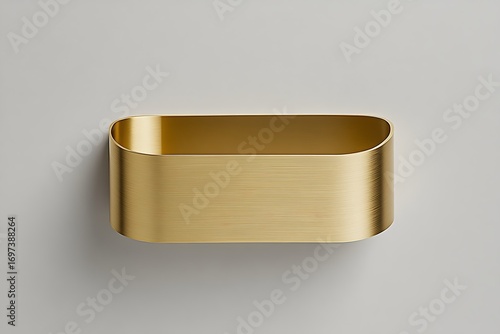 Brushed gold metal wall-mounted container with rounded edges