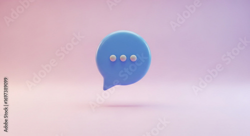 3d rendering of a blue speech bubble, representing communication, message, and conversation