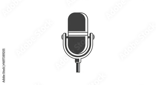 Microphone icon, representing audio recording, podcasting, and voice communication in a classic style