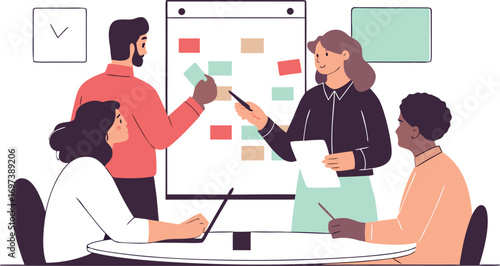 Teamwork and brainstorming session at a meeting.