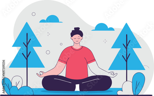 Meditating Woman in Nature Tranquility and Mindfulness