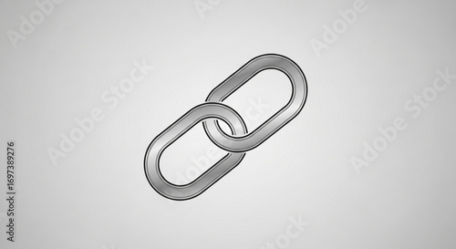 Two silver chain links connected together, symbolizing connection and cooperation concept