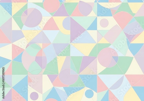 Wallpaper Mural Playful geometric abstraction with pastel tones and layered shapes Torontodigital.ca