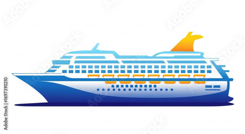 Cruise ship vector illustration, a symbol of travel, vacation and summer holidays