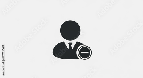 Black user remove icon for profile or account concept design