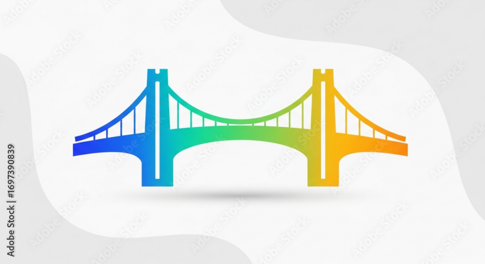 Obraz premium Colorful bridge icon with gradient effect, symbolizing connection and progress on a light background