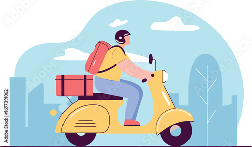 delivery man with parcel and package