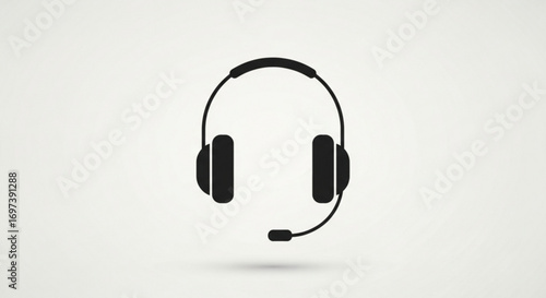 A simple black and white illustration of a headset for customer service