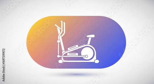 Elliptical trainer icon on colorful gradient background, a symbol of fitness and healthy lifestyle