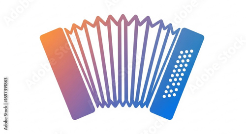 Illustration of a colorful accordion with a gradient from orange to blue