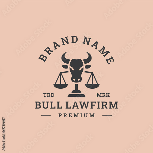 Bull law firm logo vector hipster vintage illustration