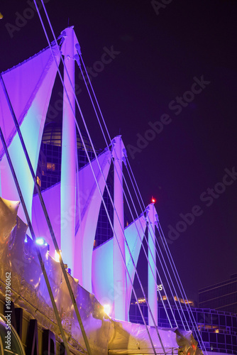 View of the Canada place Vancouver coast at night