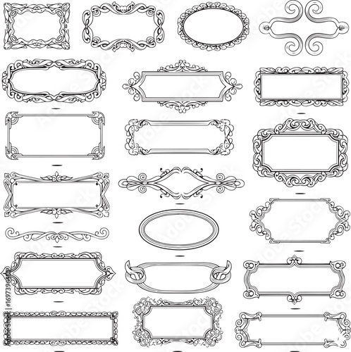 Grand Ornate Vector Frame and Label Collection Vintage Scrollwork and Classic Decorative Borders