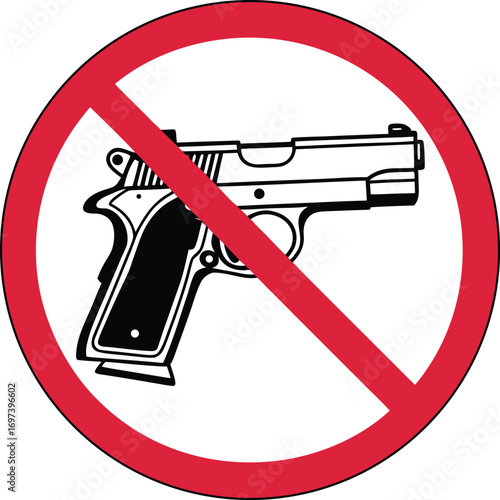 No guns allowed prohibited weapon sign handgun ban symbol safety regulations illustration no firearms area gun free zone peace and security
