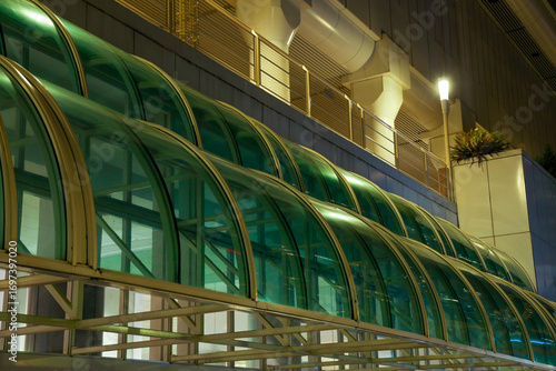 Illuminated Glass Arches of Canada Place at Night, Vancouver