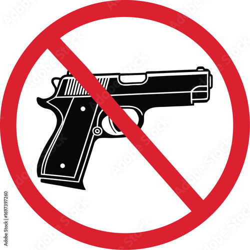 No Guns Allowed Symbol Illustration Safety and Restriction Signage for Secure Environments and Public Spaces Promoting Peace and Security