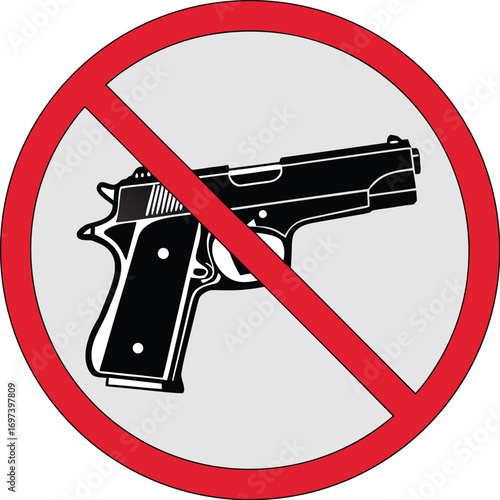 Prohibited Firearms Sign Illustration Representing Gun Control and Violence Prevention Efforts for Safety Awareness Campaigning and Public Health