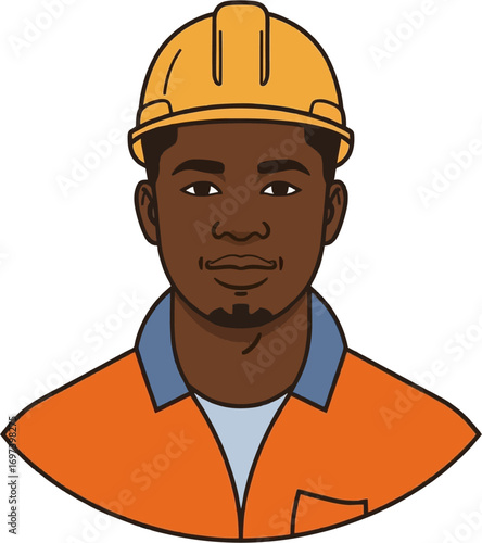 Pleasant hard hat man ready for work suitable for construction industry designs, safety gear promotion, and industrial workforce concepts.