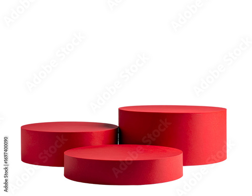  Red podiums on a white background. red podium for product stands 