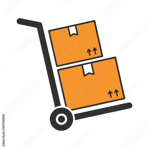 Vector Shipping trolley with packages ready to deliver
