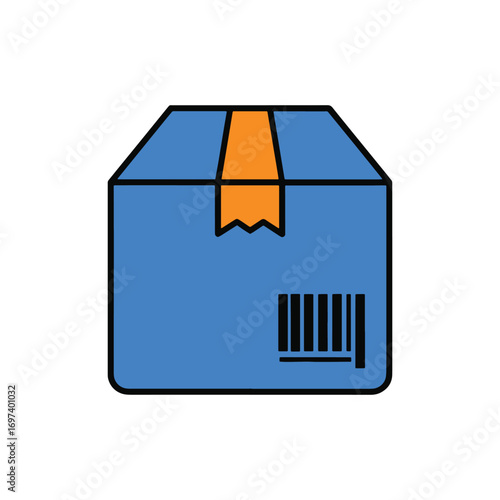Vector Order delivered in a blue box with barcode label