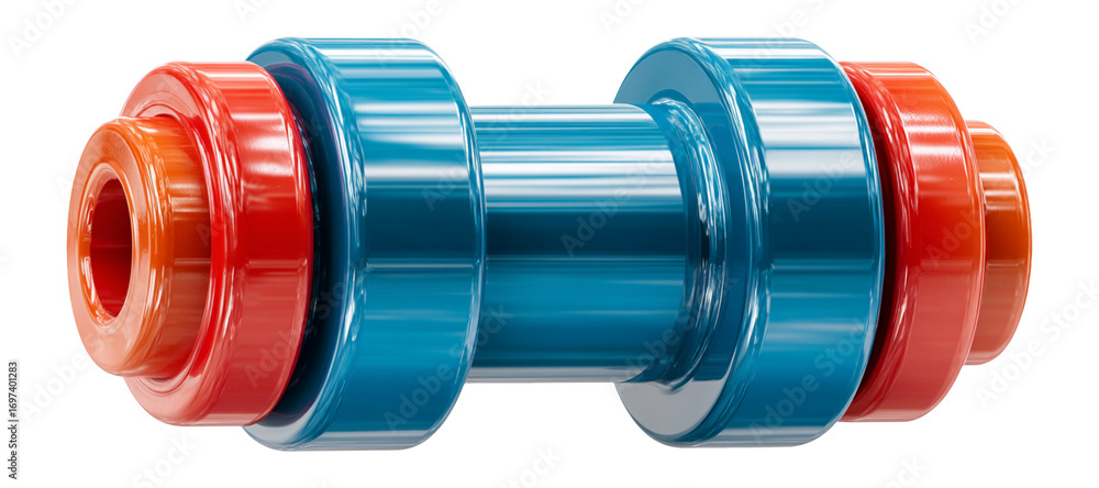 Obraz premium Colorful Plastic Dumbbell Isolated on White Background for Fitness