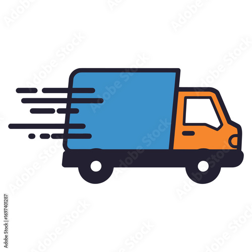 Vector Speedy delivery truck moving fast for quick shipping