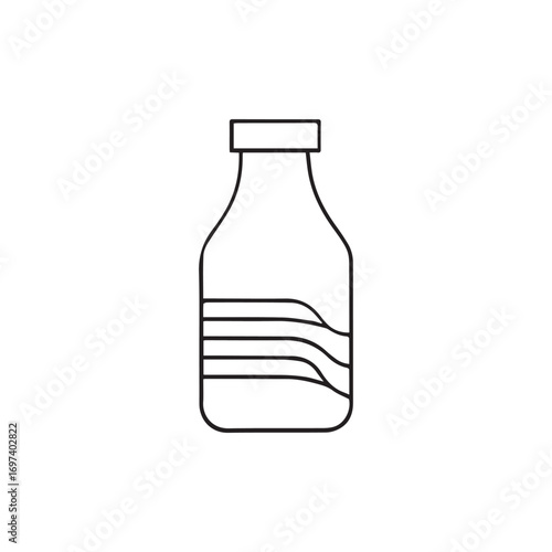 A black and white drawing of a bottle