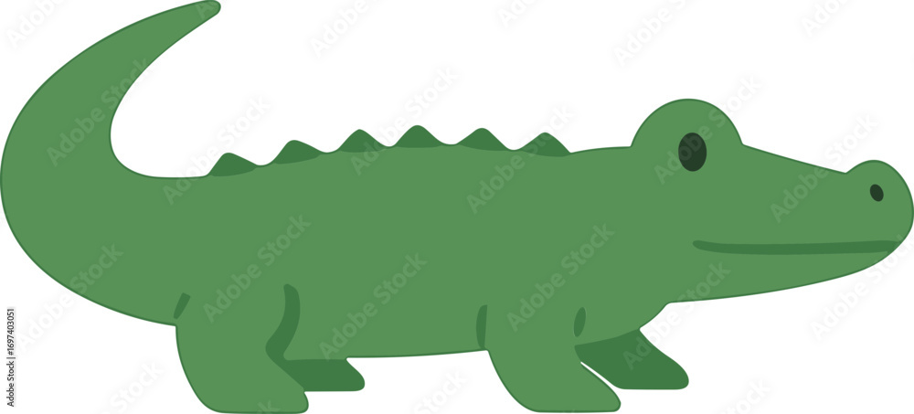 Fototapeta premium Simple Flat Green Alligator Reptile Standing Animal Illustration Graphic