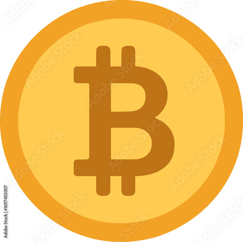 Flat Design Shiny Bitcoin Symbol Currency Concept Finance Illustration
