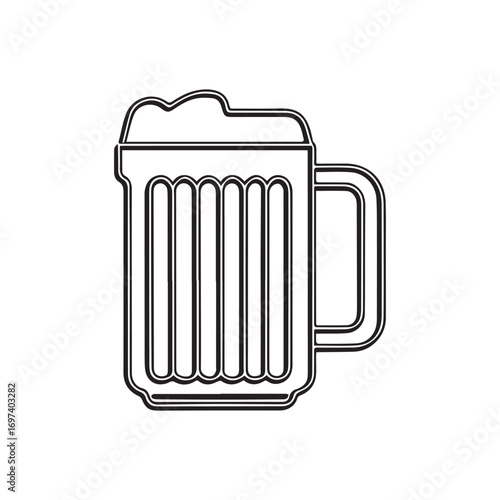 A black and white outline of a beer mug