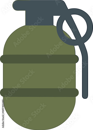 Minimalist Flat Design Grenade Explosive Military Weapon Object Illustration