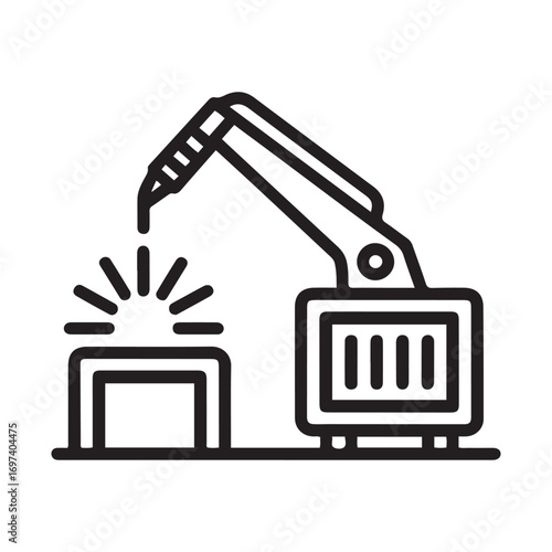 Industry factory industrial machine manufacturing technology welding icon Line Art. with white background