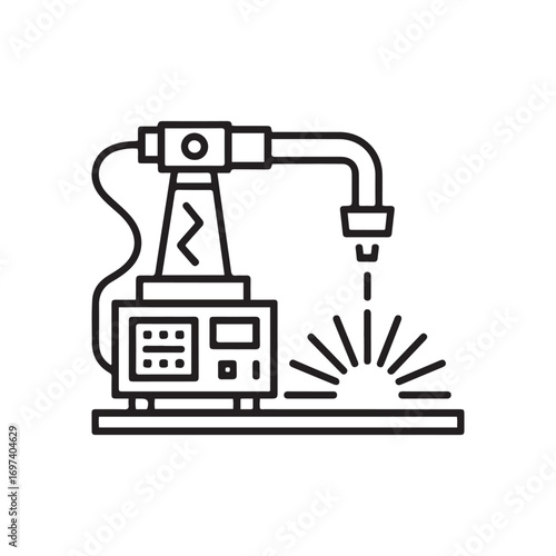 Industry factory industrial machine manufacturing technology welding icon Line Art. with white background
