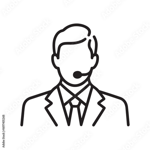 news anchor icon Line Art. Element of media and news for mobile concept and web apps. with white background
