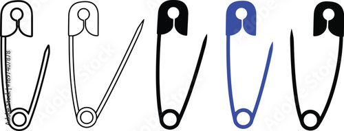Assortment of safety pins in various styles and colors, illustrating a fastening concept