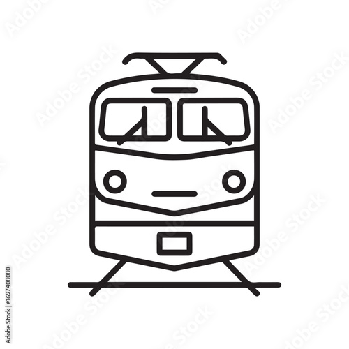 front view transport, locomotive icon Line Art. Element of transport front view icon for mobile concept and web apps. with white background