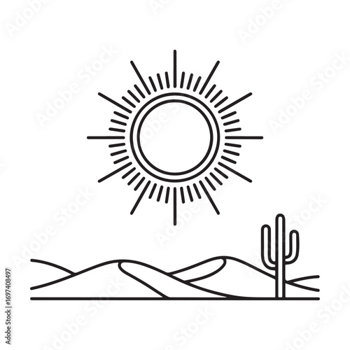 Desert, sun icon Line Art. Simple line, outline vector elements of landscape icons for ui and ux, website or mobile application. with white background