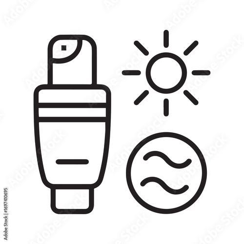 sunscreen icon Line Art. Element of make up and cosmetics icon for mobile concept and web apps. with white background