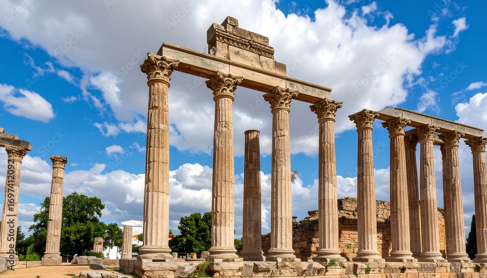 Obraz premium Ancient columns under a vibrant sky