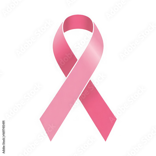  Pink ribbon breast cancer isolated on transparent background.