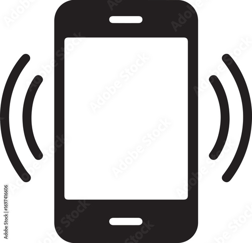 Modern smartphone vibrating with sound waves icon for communication and alerts
