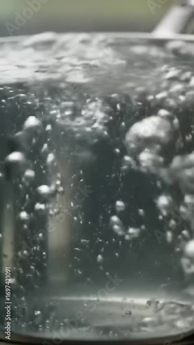 footage vertical video, Close-up of water boiling in a pot