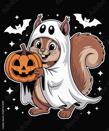 Retro Funny Ghost Squirrel Lovers Spooky Halloween