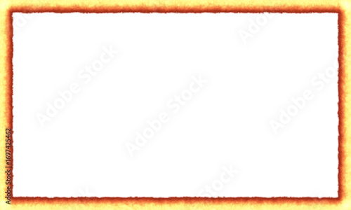 Rectangular frame with burnt paper edges and a glowing fire effect. A vintage grunge border ideal for a treasure map, a Western wanted poster, or a Halloween invitation.
