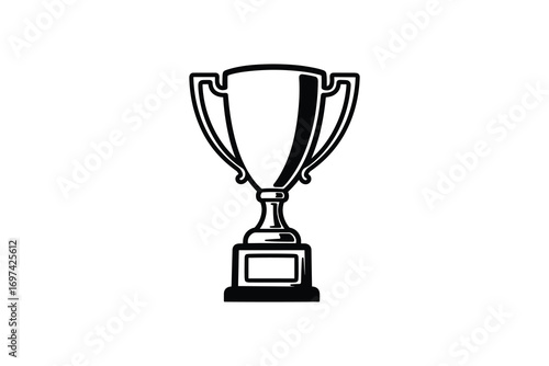 Black and White Trophy Cup Award Symbol Victory Achievement Vector Illustration