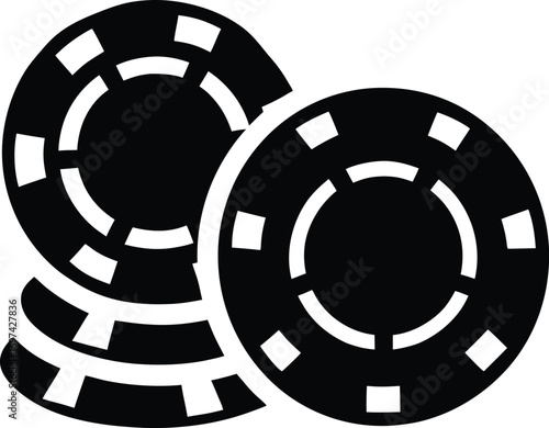 Set of 3 casino poker chips vector icons