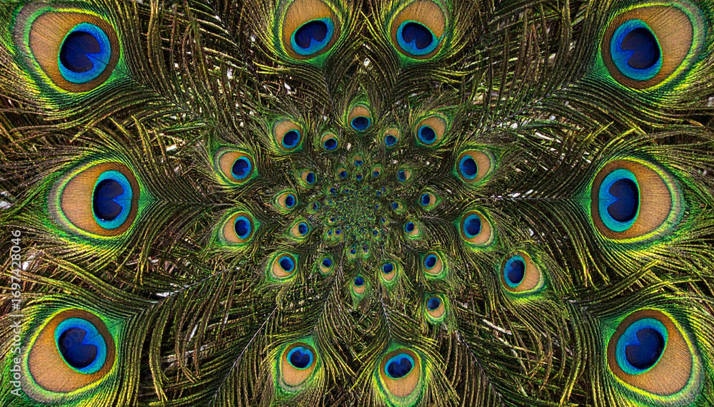 Obraz premium Peacock Feather Mandala Abstract Background