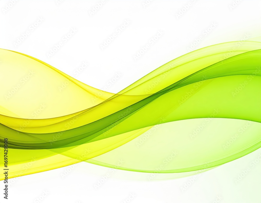 Fototapeta premium Vibrant Flow of Translucent Lime Green and Yellow Abstract Waves.