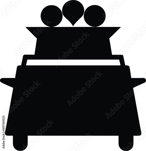 Vector icon of a car with three people